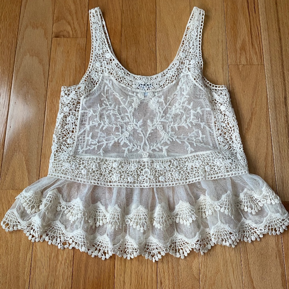 Cream Lace Blouse Size XS Express